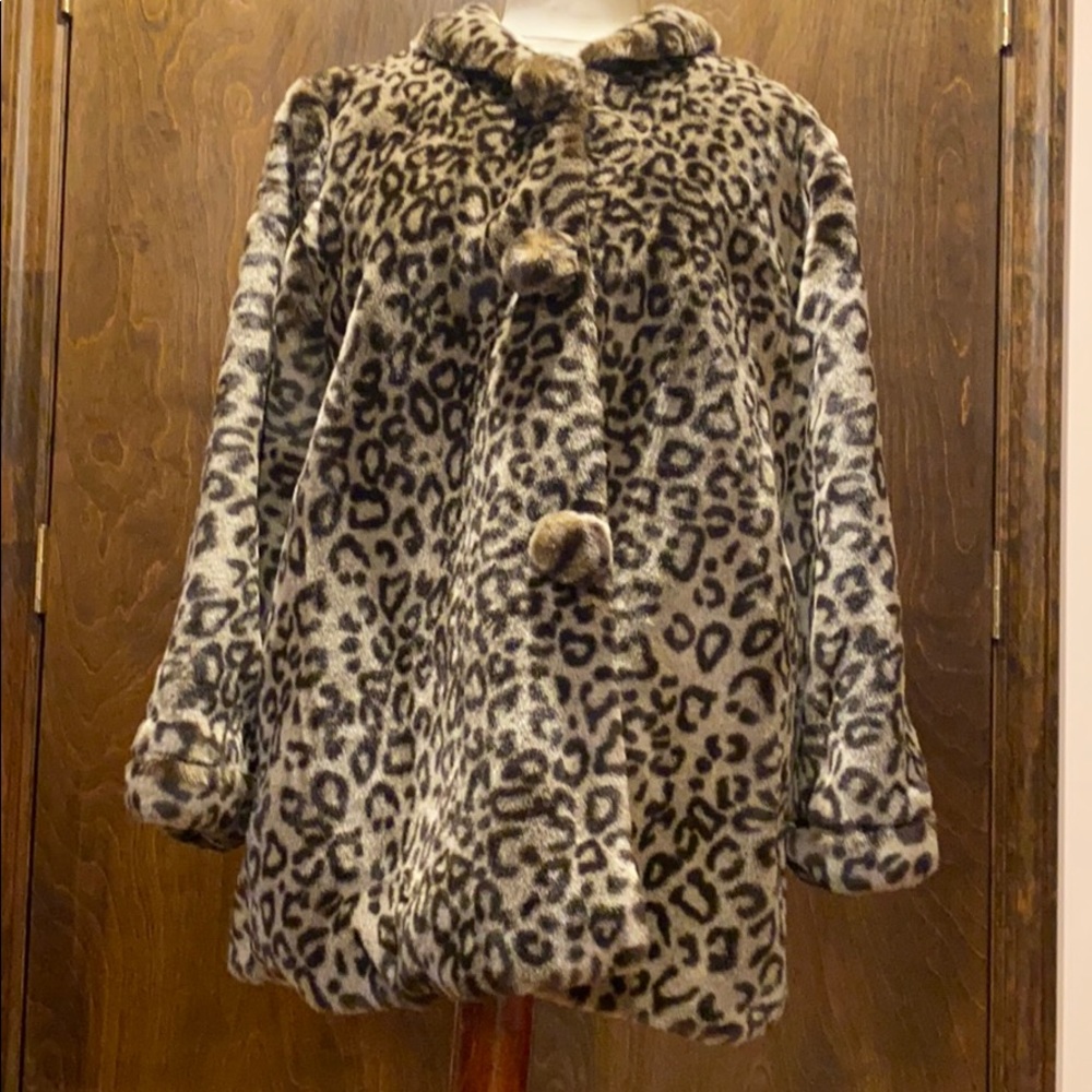 STORYBROOK HEIRLOOMS FAUX LEOPARD GIRLS COAT